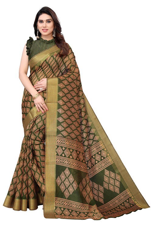 Zari Patta Gold 4 Handloom Regular Wear Wholesale Printed Sarees
